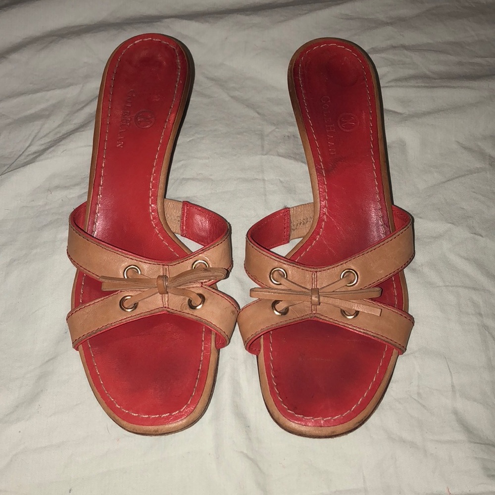 Vintage Cole Haan Tan Red Slide Sandal 7.5